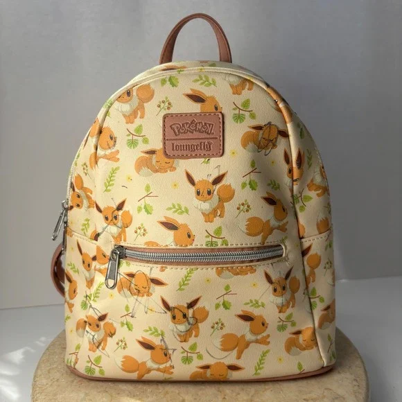 Loungefly Pokemon Eevee Mini Backpack Cream Floral Allover Print Bag FLAW - Picture 1 of 13